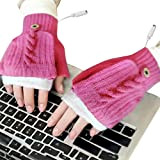 hegang Gants d'hiver Chauffants pour Femme - Gants Chauffants USB Mains à Tricoter,Mains à Tricoter Gants pour Ordinateur Portable sans ...