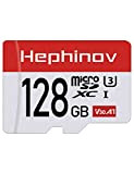 Hephinov Carte Micro SD jusqu'à 100/30MB/s(R/W), 128Go Carte Mémoire microSDHC + Adaptateur SD, A1, U1, C10, V30, Full HD et ...