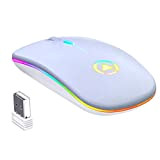 Honbeanify CAICOME Kabellose Maus Wiederaufladbar, Ultra dünn 1600 DPI Mini 2.4G PC Computer Laptop Schnurlose Mäuse mit USB-Empfänger für Laptop, ...