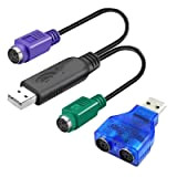 HuaLiSiJi Adaptateur PS2 USB Clavier Adaptateur PS2 USB, Câble PS2 vers USB Puce Intégrée Pas Besoin de Piloter Plug and ...