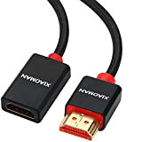 HUANGTAOLI Câble HDMI de Rallonge 2m, Haut Débit HDMI d'Extension Mâle vers Femelle Câble HDMI avec Ethernet 3D 1080P ARC ...