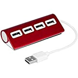 Hub USB 2.0 – 4 Ports USB – Plug and Play – Multiprise USB (Rouge)
