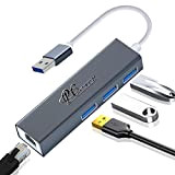 Hub USB 3.0 Ethernet,1000Mbps Adaptateur USB Ethernet en Aluminium avec 1 Concentrateur Adaptateur RJ45 Réseau LAN Gigabit, 3 Ports de ...