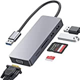 Hub USB 3.0 vers VGA 5 en 1 répartiteur avec VGA 1080p, 2 Ports USB 2.0 SD/Micro SD, convertisseur en ...