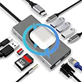 HUB USB C 13 en 1 avec Chargement sans Fil, HDMI 4K, VGA, RJ45 Ethernet, 2×USB3.0, USB C 3.0&2.0, PD ...