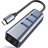 Hub USB C 4 en 1, ABLEWE Adaptateur USB C vers Ethernet USB 3.0 Aluminium Hub Type-c avec Port Ethernet, ...