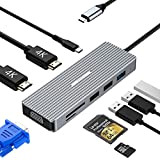 Hub USB C 9 IN 1 adaptateur multiport USB C avec 4K HDMI, VGA 1080P, PD 100W, USB 3.0, 2 ...