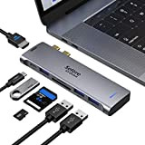 Hub USB C, Adaptateur Mac 7-en-2 vers HDMI 4K@60Hz, Type C Thunderbolt 3, Lecture de Carte SD/TF, Port USB 3.0, ...