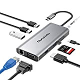 Hub USB C Adaptateur USB C 10-en-1 Onshida vers HDMI 4K, Ethernet RJ45, VGA, Type C PD 100W, 3 x ...