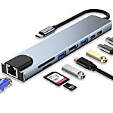HUB USB C, Adaptateur USB C 8 en 1 avec HDMI 4K, PD 100 W, Port USB C, USB 3.0, ...