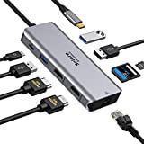 Hub USB C Dual HDMI, Adaptateur USB-C vers Double HDMI, Ethernet Gigabit, PD 100W, Port USB 3.0 et Lecture Carte ...
