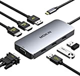 Hub USB C Dual HDMI, USB C Docking Station, Adaptateur Multiport 7 en 1 vers Dual HDMI et VGA, 3 ...