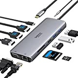 Hub USB C HDMI, Adaptateur Multiport 12-en-1 vers Dual HDMI et VGA, Ethernet RJ45, PD 100W, Port Audio, Carte SD/TF, ...
