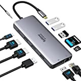 Hub USB C HDMI, USB C Docking Station, USB-C Displayport et Double HDMI, Ethernet RJ45, PD 100W et Carte SD, ...