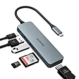 Hub USB C, HOPDAY 6 en 1 Adaptateur USB C avec HDMI 4K, 2 x USB 3.0, Lecture de Carte ...