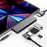 Hub USB C pour iPad Pro M1 2021 2020 2018,7en1 Type C Adaptateur avec HDMI 4K,Prise Casque 3.5mm,Port de Charge ...