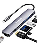 Hub USB C, ZESKRIS 7 en 1 Adaptateur USB C vers USB avec Ethernet, Alimentation PD 100 W, Type C ...