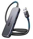 Hub USB, WARRKY 4 Ports USB 3.0 [Superspeed, Boîtier en Aluminium, Nylon Tressé] Ultra Fin Port USB Multiple pour PC, ...