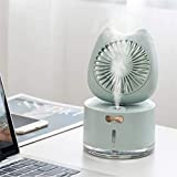 HUBi 3-in-1 Mini Ventilateur, Rechargeable USB portatif, Ventilateur de Refroidissement avec douchette et colorée de Nuit Fonction Lumière, Convient for ...