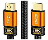 IBRA 2.1Câble HDMI Orange Câble 8K Ultra Haute Vitesse 48Gbps |Prend en Charge 8K@60HZ,4K@120HZ, 4320p, Compatible avec Fire TV,Prise en ...
