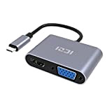 ICZI Adaptateur Type C vers VGA (1080P) HDMI(4K) Convertisseur USB C en Aluminium Compatible avec MacBook Pro, MacBook, Samsung Galaxy ...