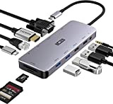 ICZI Hub USB C 11-en-1 Adaptateur USB C avec HDMI 4K, VGA 1080P, 4 Ports USB, RJ45 Gigabit Ethernet, USB-C ...