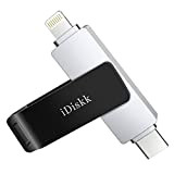 iDiskk certificado por MFi 512 GB 2 en 1 Type-C a Lightning USB Stick USB-C Almacenamiento de Memoria Para iPhone, ...