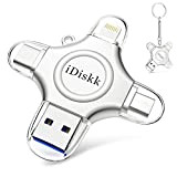 iDiskk Clé USB pour iPhone iPad 256Go Extension Mémoire Stick Mfi Certifié,4 en 1 Flash Drive pour iPhone iOS Andriod ...