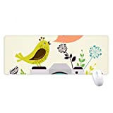 Illustration Bird Greeting on Camera Tapis de Souris antidérapant Grand Format étendu pour Bureau Motif Oiseaux