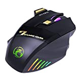 iMice GW-X7 Souris ergonomique silencieuse 7 boutons rechargeable RGB sans fil réglable DPI ergonomique pour jeux de bureau (Noir)