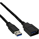 InLine 35605 - Câble USB (Mâle/femelle, 0,5m, Oro, USB A, USB 3.0) noir