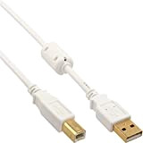 InLine USB 2.0 Cable Type A to B white/gold with ferrite 10m 10