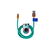 IO & MIO Câble USB-Lightning pour iPhone, iPad et Airpods avec Organisateur de câble au Motif de Fleurs Vertes avec ...