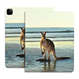 Ipad Case 12.9 Pro Carefree Kangaroo Animal Ipad Covers Cases with Pencil Holder Compatible with Ipad 2020 Pro 11/12.9 Pouces