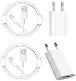 iPhone Rapide Chargeurs, [Certifié Apple MFi] Chargeurs Mural USB Lot de 2 et Lightning Cable 1m/Lot de 2 Compatible avec ...