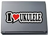 J'adore coeur en vinyle pour ordinateur portable-"I LOVE Ukulélé 297 mm