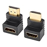 J&D Adaptateur HDMI de 90 Degrés et 270 Degrés, 2-Pack Plaqués-Or Adaptateur HDMI Mâle à Femelle à Angle Droit 90 ...