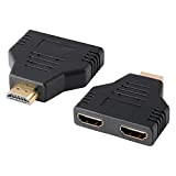 J&D HDMI à Double Adaptateur HDMI (2 Ensembles), Gold Plaqué 1 à 2 HDMI Male à 2 HDMI Female Adaptateur ...