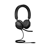 Jabra Evolve2 40 Casque PC Stereo Écouteurs Certifié Microsoft Teams à Réduction du Bruit avec Technologie d'Appel à 3 Microphones ...