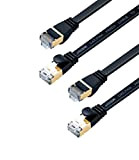 JAVEX Câble de raccordement Ethernet réseau CAT7 RJ45 [S/STP, 10 Go] [OFC, Fluke-Pass] - Câble Plat, Noir, 2.1M / 7FT ...