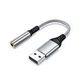 JeoPoom Adaptateur USB Audio vers Jack 3,5mm, Adaptateur Jack USB Casque Externe Carte Son USB avec Microphone pour Casque Ordinateur ...
