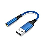 JeoPoom Adaptateur USB Audio vers Jack 3,5mm, Adaptateur Jack USB Casque Externe Carte Son USB avec Microphone pour Casque Ordinateur ...