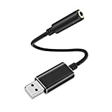 JeoPoom Adaptateur USB Audio vers Jack 3,5mm, Externe Carte Son USB, Jack Casque USB avec Microphone, Puce Intégrée, Carte Son ...
