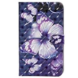 JIan Ying Samsung Galaxy Tab A6 7.0" SM-T280 T285 Tablette Coque, 3D PU Cuir Housse étui de Protection Papillons violets
