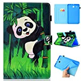 JIan Ying Samsung Galaxy Tab E 9,6 " SM-T560/T561 Coque, Premium PU Cuir Smart Cover Tablette Film Protecteur Bamboo Panda