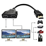 JILM HDMI Splitter 1 in 2 Out, 1080P HDMI Cable HDMI Male to Dual HDMI Female 1 to 2 Way ...