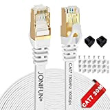 JONIFUN 30m Câble Ethernet CAT7 Câble Réseau RJ45 10Gbps 750MHz STP Blindage Compatible Cat5/Cat5e/Cat6/Cat6a pour Routeur,Switch,TV Box,PC - 30 Mètres ...