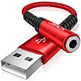 JSAUX Adaptateur USB Audio vers Jack 3,5mm Carte Son Externe USB pour Casque Audio Micro TRRS Enceinte Haut Parleur Compatible ...