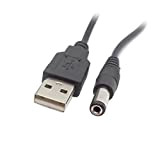 Jser Câble de charge USB 2.0 type A mâle vers prise d'alimentation 5,5 x 2,5 mm CC 5 V 80 ...