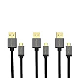 KabelDirekt – 3X 1,5m Câble de Chargement/de données Micro USB (USB 2.0, câble de Charge et Synchro, Nylon, Noir) Pro ...